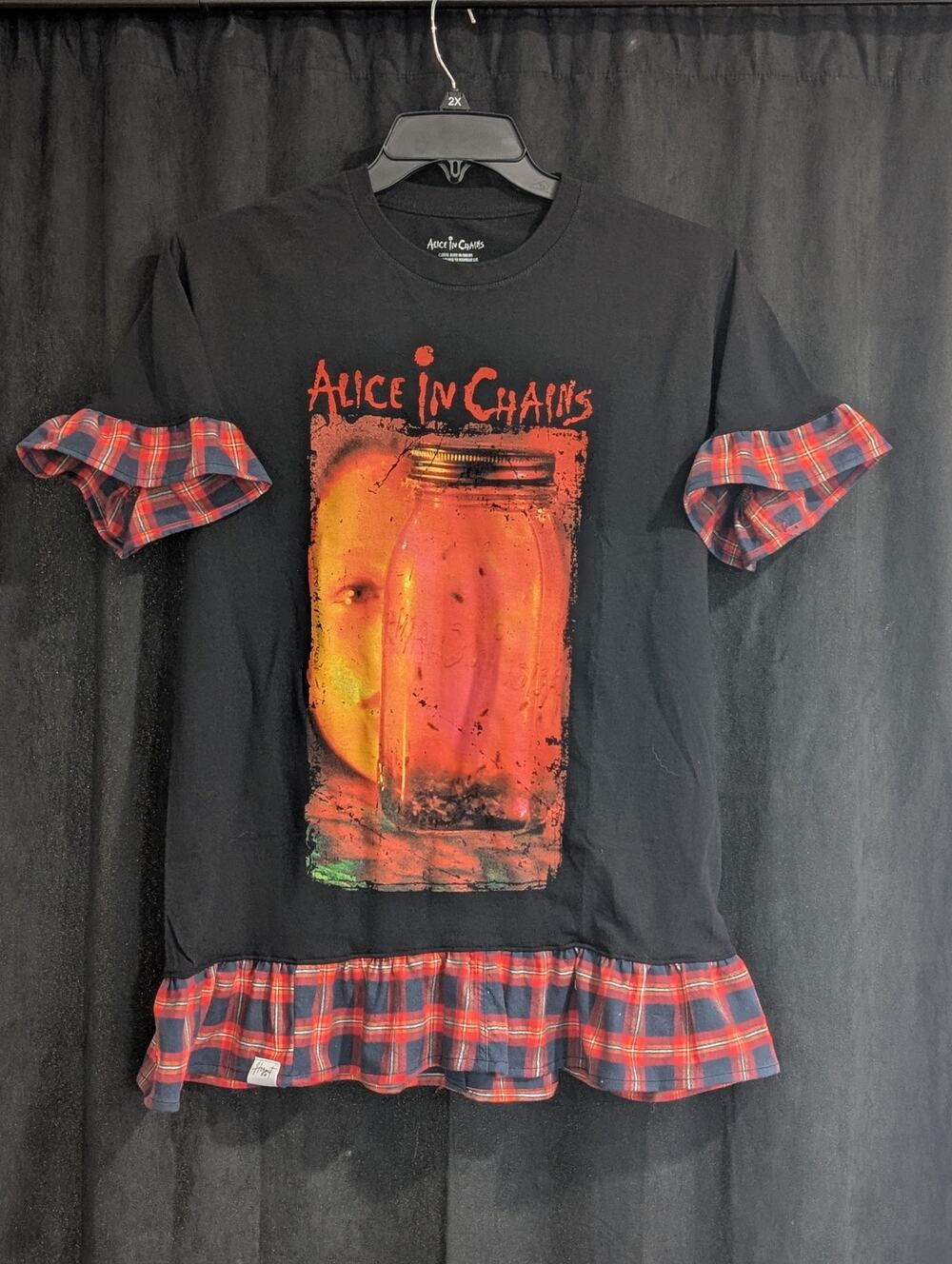 Upcycled Band Tee Dress - Alice in Chains Jar of Flies Red